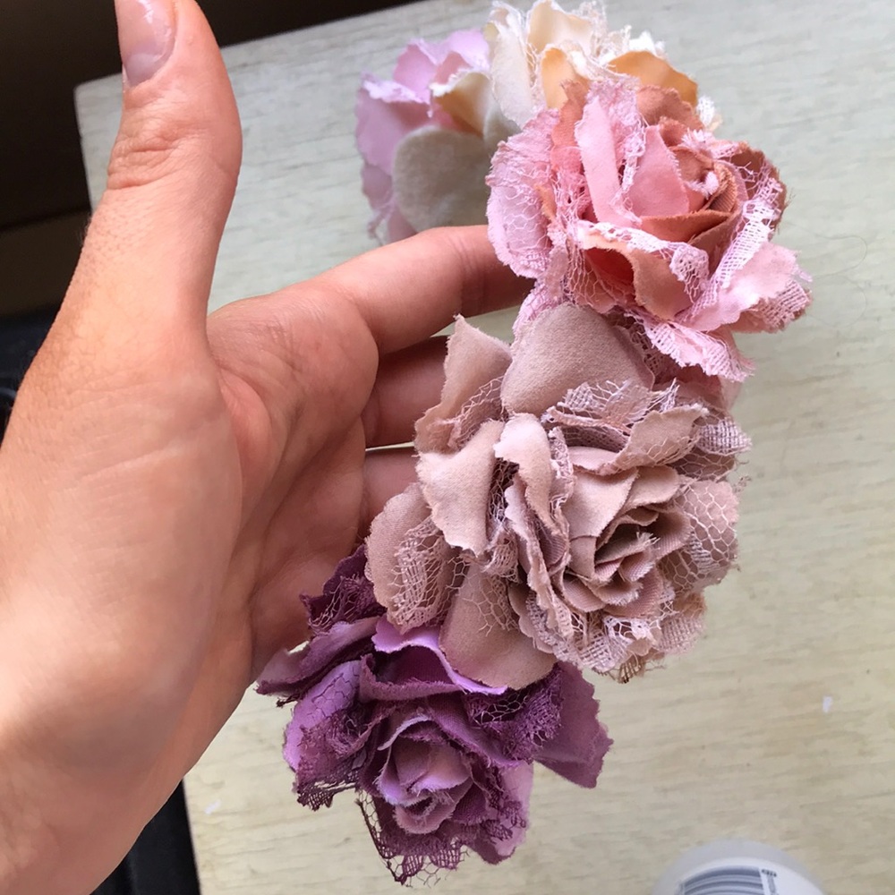 Handmade floral and lace crown